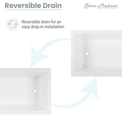 Swiss Madison Voltaire 72" x 36" Reversible Drain Drop-In Bathtub - SM-DB567 - The Home Selection