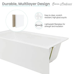 Swiss Madison Voltaire 72" x 36" Right-Hand Drain Alcove Bathtub with Apron - SM-AB555 - The Home Selection