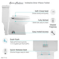 Swiss Madison Voltaire One-Piece Elongated Toilet Dual-Flush 1.1/1.6 gpf - SM-1T113 - The Home Selection