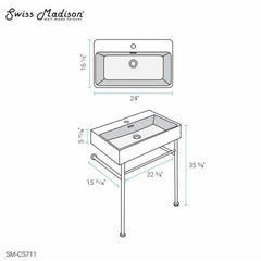 Swiss Madison Well Made Forever SM-SK711-10C - Claire 24 Ceramic Console Sink Bundle - SM-SK711-10C - The Home Selection