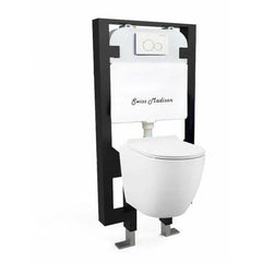 Swiss Madison Well Made Forever SM-WK449-01W - St. Tropez Wall Hung Toilet Bundle, Glossy White - SM-WK449-01W - The Home Selection