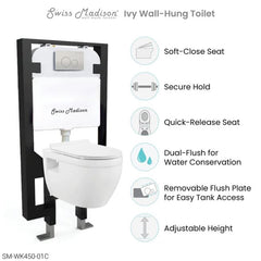Swiss Madison Well Made Forever SM-WK450-01C - Ivy Wall Hung Elongated Toilet Bundle, Glossy White - SM-WK450-01C - The Home Selection