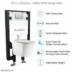 Swiss Madison Well Made Forever SM-WK465-01C - Calice Wall-Hung Round Toilet Bundle, Glossy White - SM-WK465-01C - The Home Selection