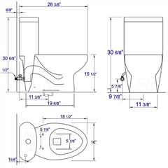 EAGO One Piece Dual Flush High Efficiency Low Flush White Toilet -TB309