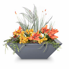 The Outdoor Plus MAYA POWDER COATED STEEL – PLANTER WITH WATER BOWL - OPT-24SQPCPW - The Home Selection