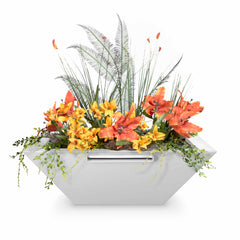 The Outdoor Plus MAYA POWDER COATED STEEL – PLANTER WITH WATER BOWL - OPT-24SQPCPW - The Home Selection