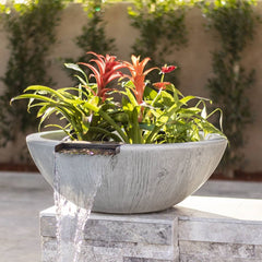 The Outdoor Plus SEDONA WOOD GRAIN CONCRETE PLANTER & WATER BOWL - OPT-27RWGWP - The Home Selection