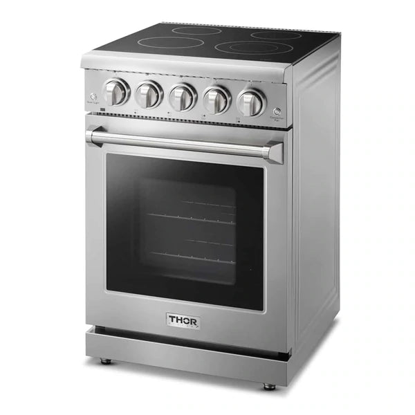 Thor Kitchen 2-Piece Appliance Package - 24" Electric Range and Under Cabinet Hood in Stainless Steel