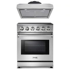 Thor Kitchen 2-Piece Appliance Package - 30" Electric Range and Under Cabinet Range Hood in Stainless Steel