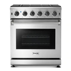 Thor Kitchen 2-Piece Appliance Package - 30" Gas Range & Premium Wall Mounted Hood in Stainless Steel