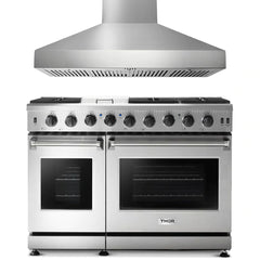 Thor Kitchen 2-Piece Appliance Package - 48" Gas Range & Pro Wall Mount Hood in Stainless Steel