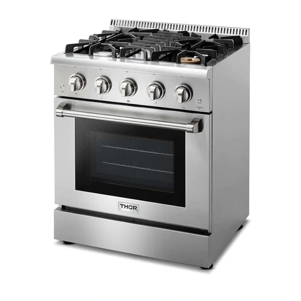 Thor Kitchen 2-Piece Pro Appliance Package - 30" Gas Range & Premium Wall Mount Hood in Stainless Steel