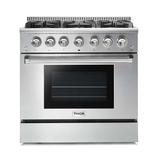 Thor Kitchen 2-Piece Pro Appliance Package - 36" Gas Range & Premium Under Cabinet Hood in Stainless Steel