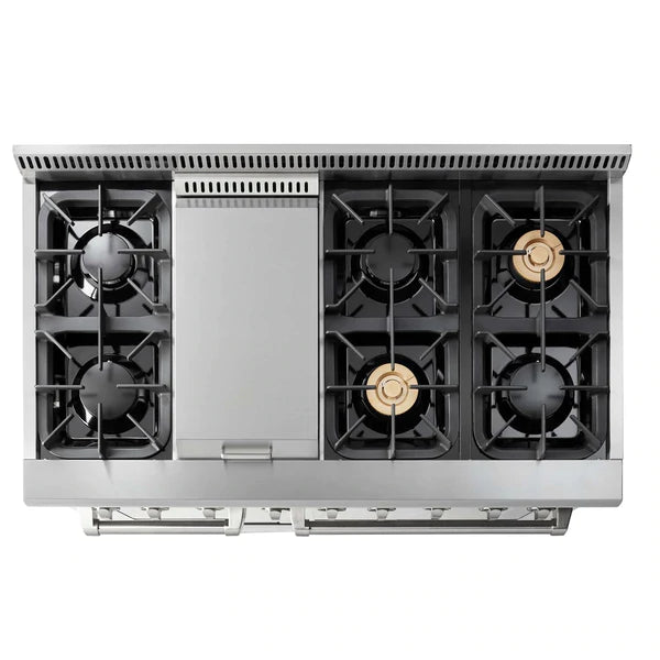 Thor Kitchen 2-Piece Pro Appliance Package - 48" Dual Fuel Range & Pro Wall Mount Hood in Stainless Steel