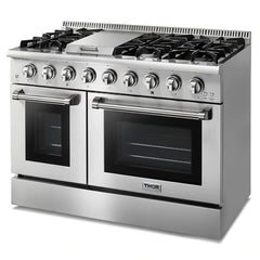 Thor Kitchen 2-Piece Pro Appliance Package - 48" Gas Range & Premium Hood in Stainless Steel