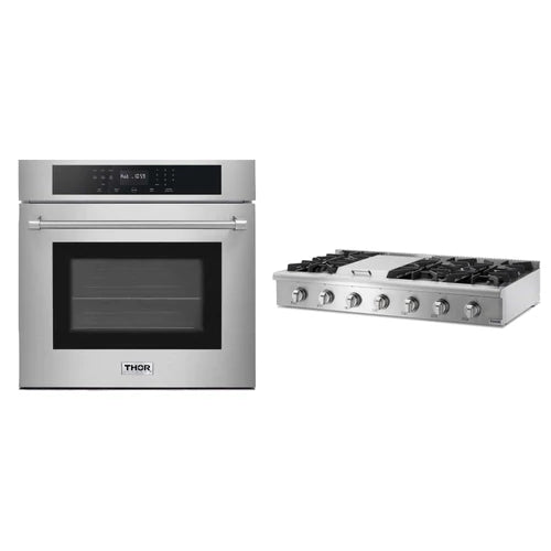 Thor Kitchen 2-Piece Pro Appliance Package - 48" Rangetop & Wall Oven in Stainless Steel