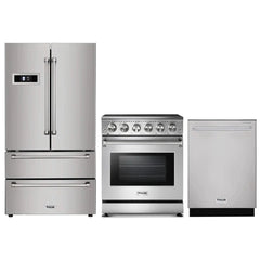 Thor Kitchen 3-Piece Appliance Package - 30" Electric Range, French Door Refrigerator, and Dishwasher in Stainless Steel