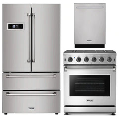 Thor Kitchen 3-Piece Appliance Package - 30" Gas Range, Dishwasher & Refrigerator in Stainless Steel