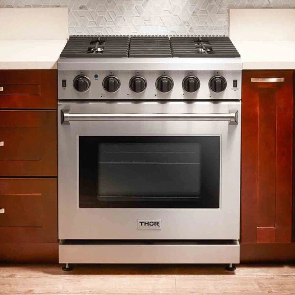 Thor Kitchen 3-Piece Appliance Package - 30" Gas Range, Dishwasher & Refrigerator in Stainless Steel