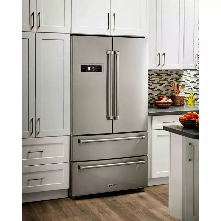 Thor Kitchen 3-Piece Appliance Package - 36" Electric Range, French Door Refrigerator, and Dishwasher in Stainless Steel