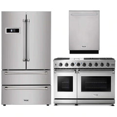 Thor Kitchen 3-Piece Appliance Package - 48" Gas Range, Dishwasher & Refrigerator in Stainless Steel