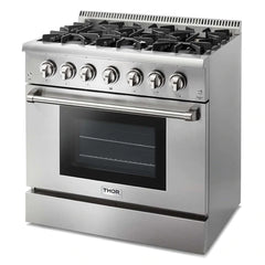 Thor Kitchen 3-Piece Pro Appliance Package - 36" Dual Fuel Range, Dishwasher & Refrigerator in Stainless Steel