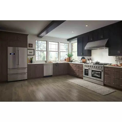 Thor Kitchen 3-Piece Pro Appliance Package - 48-Inch Dual Fuel Range, Dishwasher & Refrigerator with Water Dispenser in Stainless Steel