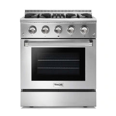 Thor Kitchen Package - 30 in. Propane Gas Burner/Electric Oven Range, Range Hood, Microwave Drawer, Refrigerator, Dishwasher