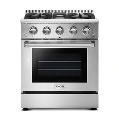 Thor Kitchen Package - 30 in. Professional Natural Gas Range, Range Hood, Microwave Drawer, Refrigerator, Dishwasher