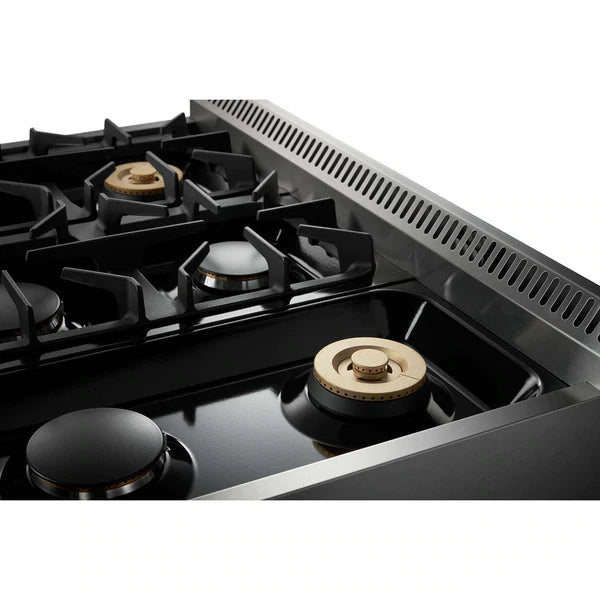 Thor Kitchen Package - 36 in. Propane Gas Burner/Electric Oven Range, Range Hood, Refrigerator, Dishwasher, Wine Cooler