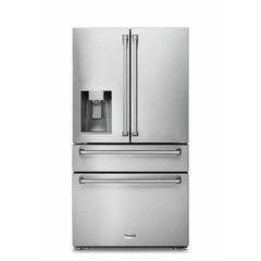 Thor Kitchen 4-Piece Appliance Package - 24-Inch Electric Range, Refrigerator with Water Dispenser, Under Cabinet Hood, & Dishwasher in Stainless Steel