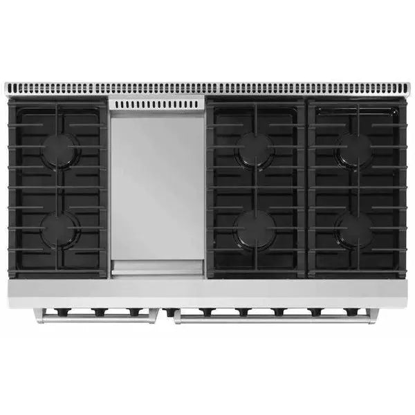 Thor Kitchen 4-Piece Appliance Package - 48" Gas Range, French Door Refrigerator, Dishwasher, and Microwave Drawer in Stainless Steel