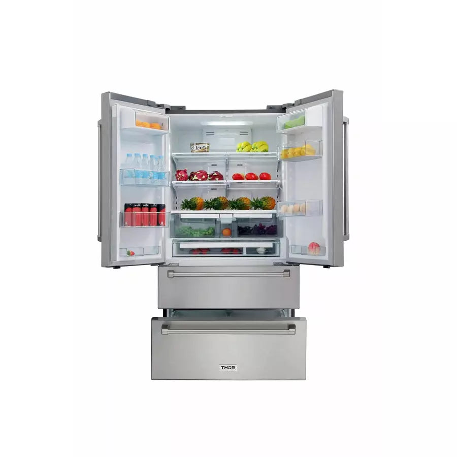 Thor Kitchen 4-Piece Appliance Package - 48" Gas Range, French Door Refrigerator, and Dishwasher in Stainless Steel