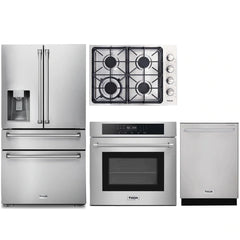 Thor Kitchen 4-Piece Pro Appliance Package - 30" Cooktop, Wall Oven, Dishwasher & Refrigerator with Water Dispenser in Stainless Steel
