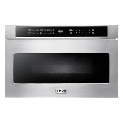 Thor Kitchen 4-Piece Pro Appliance Package - 30" Dual Fuel Range, French Door Refrigerator, Dishwasher, and Microwave Drawer in Stainless Steel