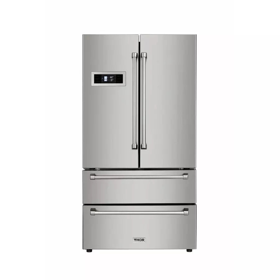 Thor Kitchen 4-Piece Pro Appliance Package - 30" Dual Fuel Range, French Door Refrigerator, Under Cabinet Hood and Dishwasher in Stainless Steel