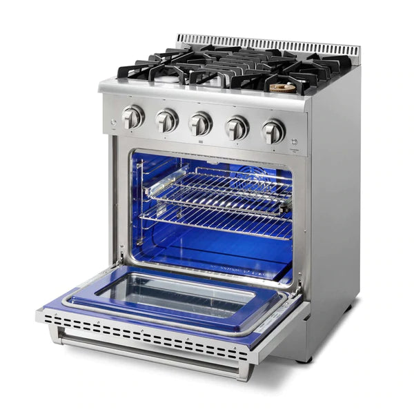 Thor Kitchen 4-Piece Pro Appliance Package - 30" Gas Range, French Door Refrigerator, Wall Mount Hood and Dishwasher in Stainless Steel