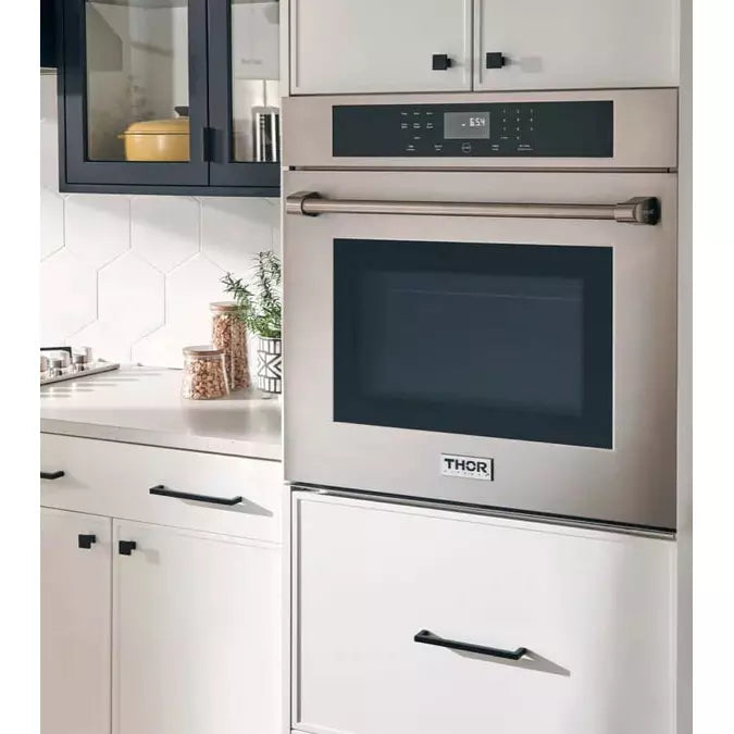 Thor Kitchen 4-Piece Pro Appliance Package - 36" Rangetop, Wall Oven, Refrigerator with Water Dispenser, & Dishwasher in Stainless Steel