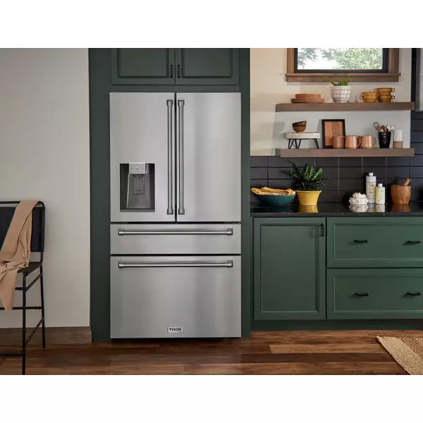 Thor Kitchen 4-Piece Pro Appliance Package - 48" Rangetop, Wall Oven, Dishwasher & Refrigerator with Water Dispenser in Stainless Steel