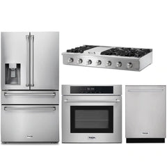 Thor Kitchen 4-Piece Pro Appliance Package - 48" Rangetop, Wall Oven, Dishwasher & Refrigerator with Water Dispenser in Stainless Steel