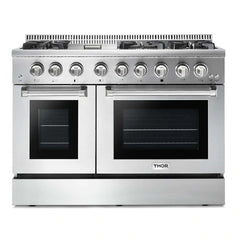 Thor Kitchen Appliance Package - 48 in. Propane Gas Burner/Electric Oven Range, Range Hood, Refrigerator, Dishwasher