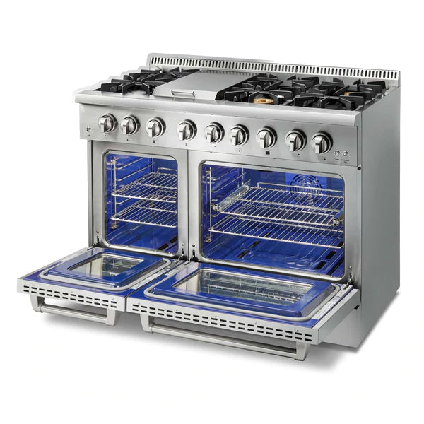 Thor Kitchen Appliance Package - 48 inch Dual Fuel Range, Range Hood, Refrigerator, Dishwasher, Wine Cooler