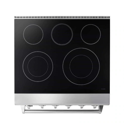 Thor Kitchen 5-Piece Appliance Package - 30" Electric Range, French Door Refrigerator, Under Cabinet Hood, Dishwasher, and Microwave Drawer in Stainless Steel