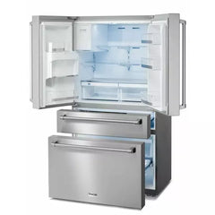 Thor Kitchen 5-Piece Appliance Package - 36-Inch Gas Range, Refrigerator with Water Dispenser, Under Cabinet Hood, Dishwasher, & Microwave Drawer in Stainless Steel