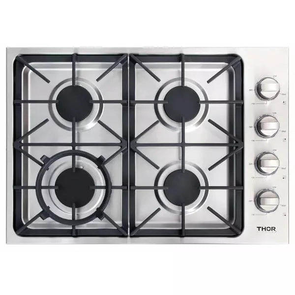 Thor Kitchen 5-Piece Pro Appliance Package - 30" Cooktop, Wall Oven, Under Cabinet Hood, Dishwasher & Refrigerator in Stainless Steel