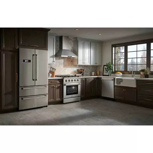 Thor Kitchen 5-Piece Pro Appliance Package - 30" Gas Range, French Door Refrigerator, Under Cabinet Hood, Dishwasher, and Wine Cooler in Stainless Steel