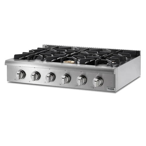 Thor Kitchen 5-Piece Pro Appliance Package - 36" Rangetop, Wall Oven, Under Cabinet Hood, Dishwasher & Refrigerator in Stainless Steel