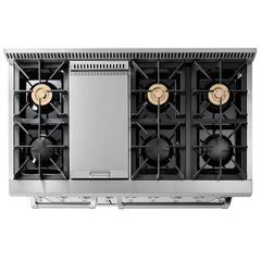 Thor Kitchen 5-Piece Pro Appliance Package - 48-Inch Gas Range, Refrigerator with Water Dispenser, Dishwasher, Under Cabinet Hood, & Microwave Drawer in Stainless Steel