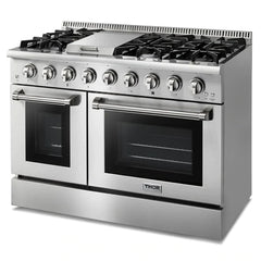 Thor Kitchen 5-Piece Pro Appliance Package - 48-Inch Gas Range, Refrigerator with Water Dispenser, Dishwasher, Under Cabinet Hood, & Microwave Drawer in Stainless Steel