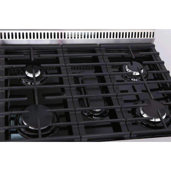 Thor Kitchen 6-Piece Appliance Package - 30" Gas Range, French Door Refrigerator, Under Cabinet Hood, Dishwasher, Microwave Drawer, and Wine Cooler in Stainless Steel